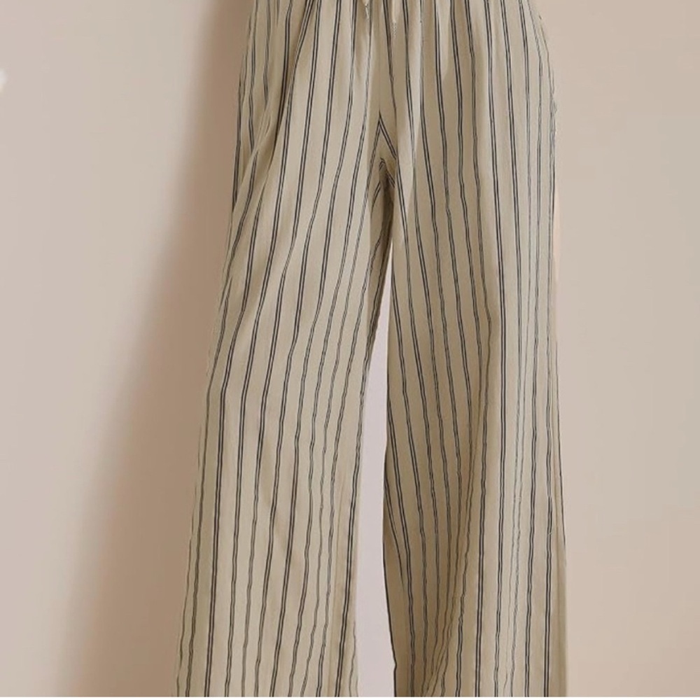 Sincerely Jules Pants Women's Large Green Stripped Pajama Lounge